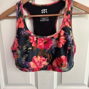 JoyLab Floral Sports Bra - Black and Pink